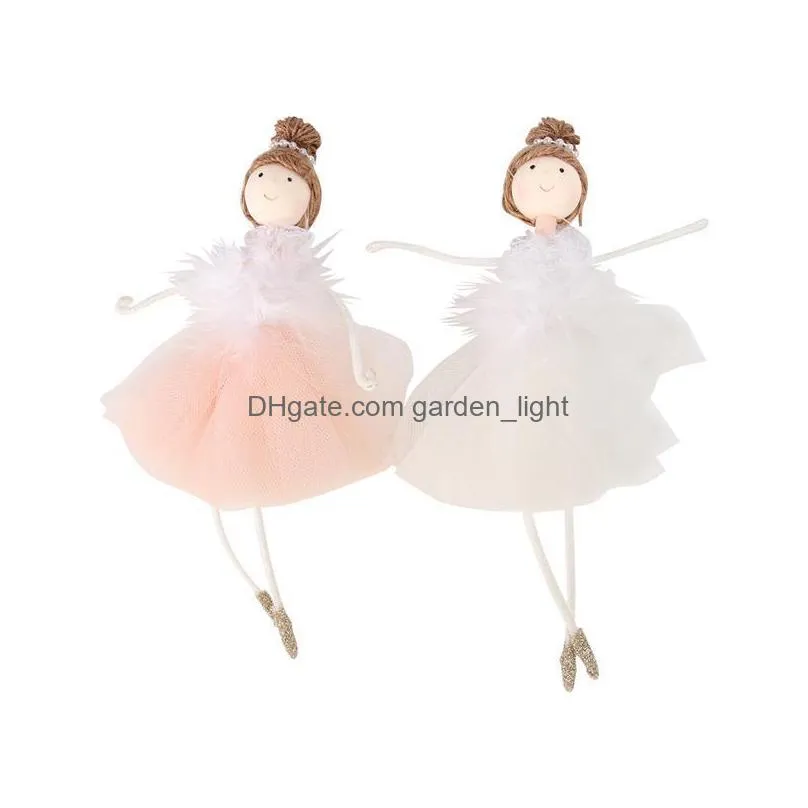 christmas decorations 2pcs ballerina girl hangings doll toys for decoration white and pinkchristmas