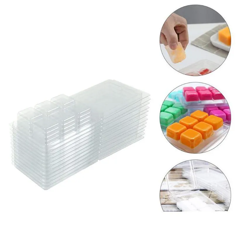 50pcs wax melt containers 6 cavity clear empty wax melt molds for diy