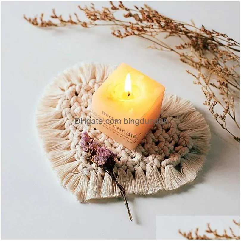 mats pads home creative cotton woven handmade tassel coaster bohemian style nonslip coaster inventory wholesale