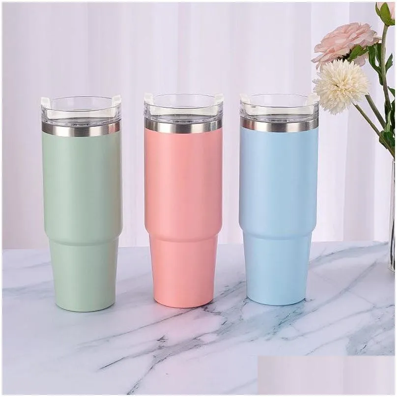30oz double wall stainless steel vacuum flask portable car insulated tumbler with lid straw outdoor thermos cup tour coffee mugs 