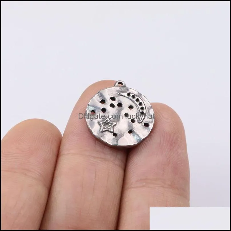 charms 5pcs 15mm wholesell stainless steel high quality moon and star pendant diy necklace earrings bracelets unfading 2 colorscharms