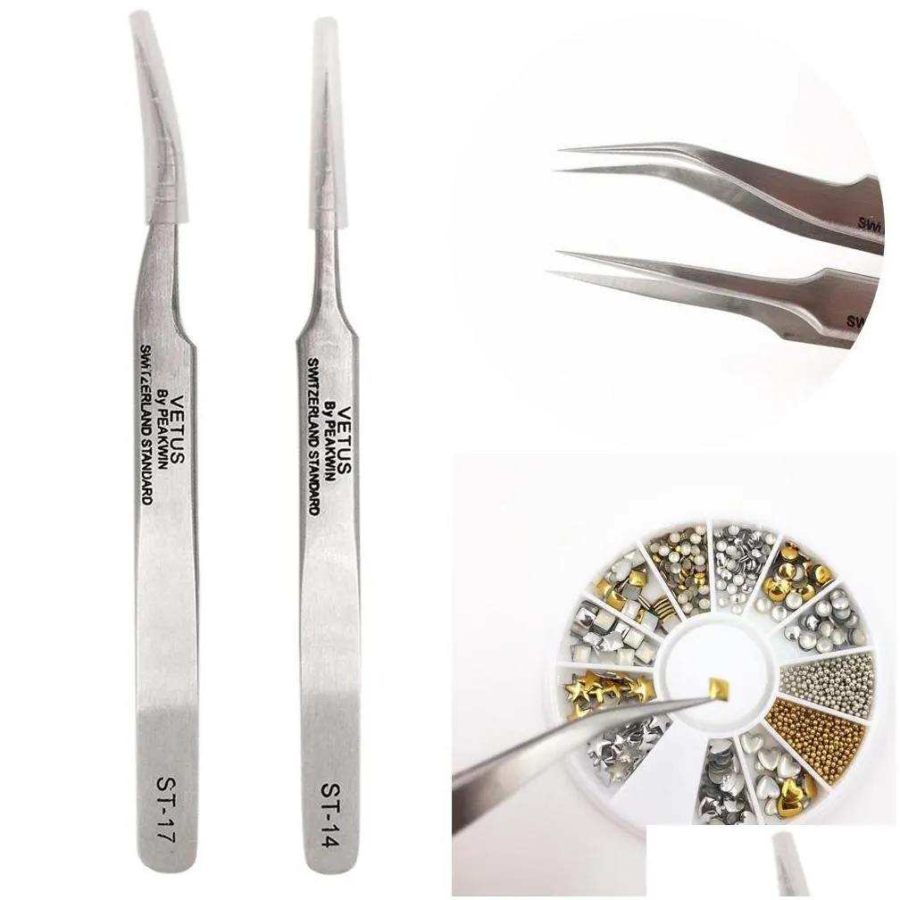 wholesale 1 pc straight curve tweezers eyelash extension tool nail art rhinestone paillette nipper for diy acrylic nails gel polish