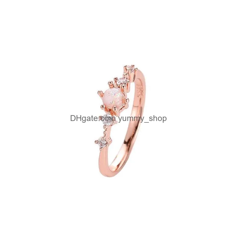 fashion jewelry womens simple diamond ring copper tail ring
