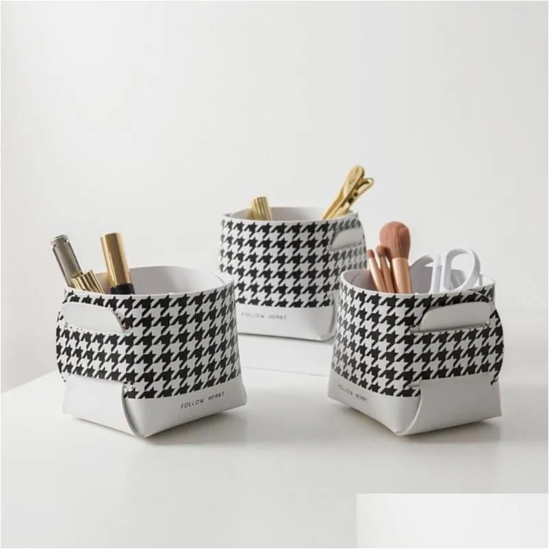 storage boxes brush box dirt resistant waterproof antiscratch moistureproof spacesaving detachable plaid printed pen container