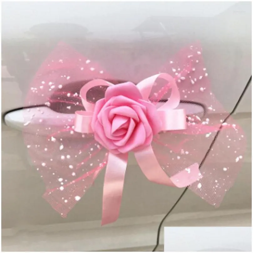 decorative flowers wedding car accessory rear mirror door handle decoration front roof tail simulation flowe decor