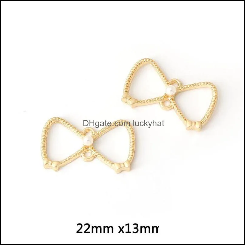 charms vintage antique gold bow pendant for necklace bracelet earring making jewelry diy fashion bijoux findingscharms