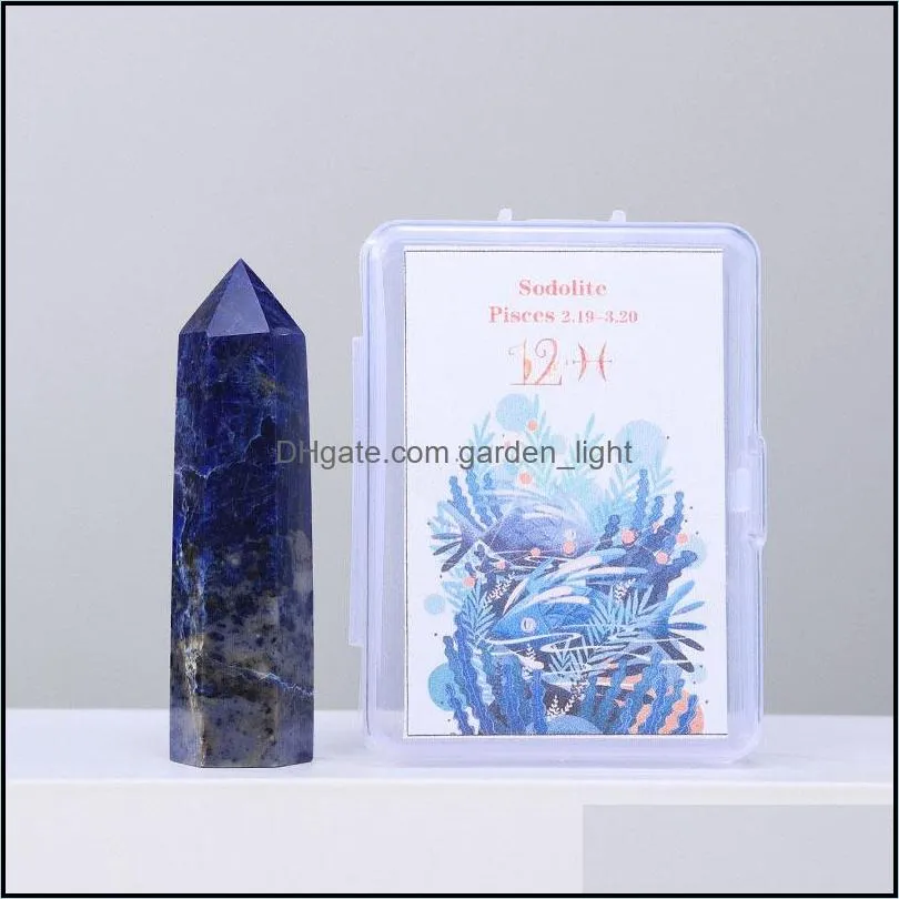 natural healing crystal quartz arts twelve constellations singlepointed six prism set chakra reiki original stone polished handicraft
