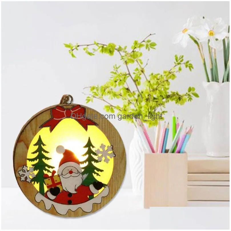 christmas decorations wooden tree ornament glowing hanging decor with light decoration small scene layout for party house holiday xmas