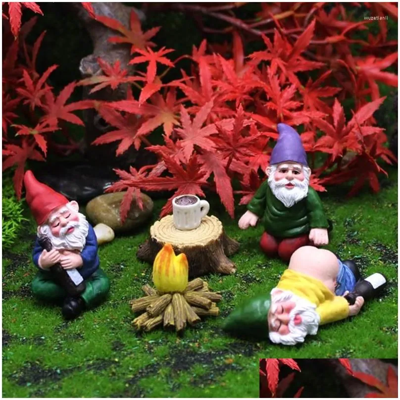decorative figurines 5/6/9 pcs drunk gnomes dwarf drunken elf figurine resin art crafts ornaments garden patio yard lawn porch