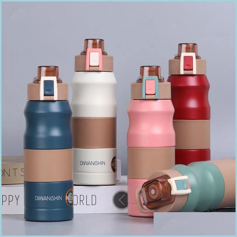 vacuum insulated water bottle antislip stainless steel travel camping direct drinking tumbler with lids 500ml 680ml