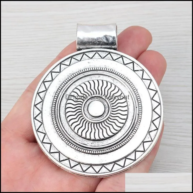 pendant necklaces x silver color boho bohemia tribal large big round medallion charms pendants for necklace jewelry making findings