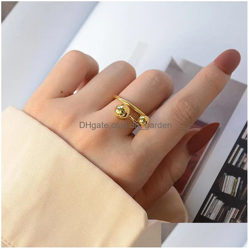 cluster rings tofflo stainless steel jewelry creative line art double ball ring for women fashion bsa112