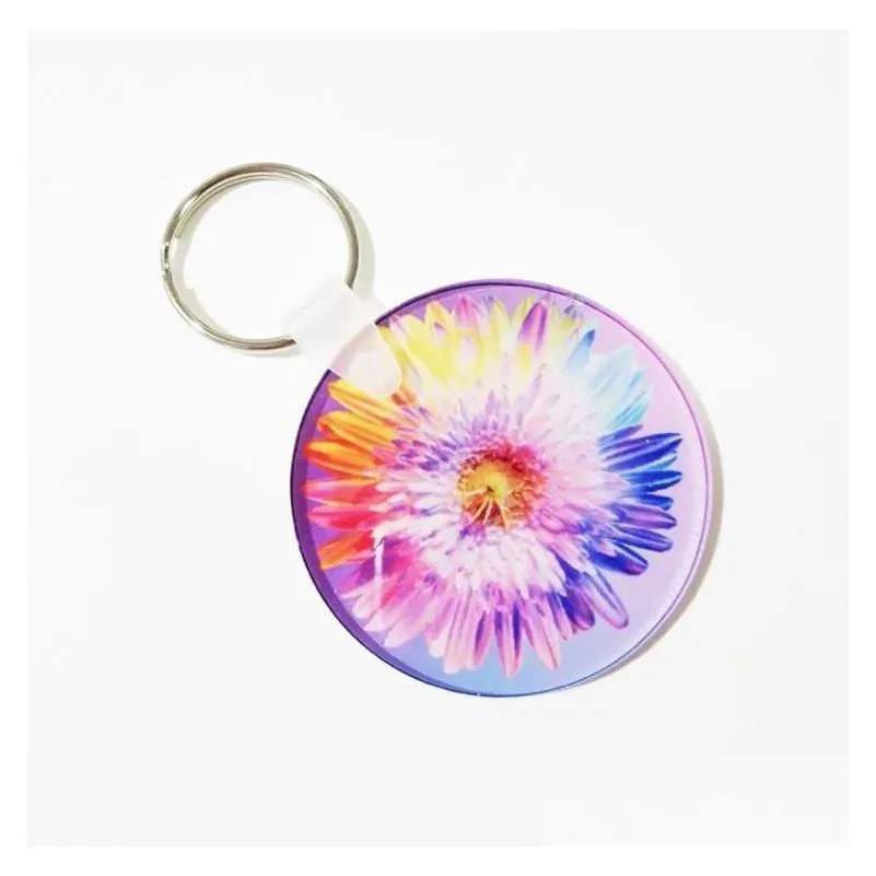 party favor acrylic sublimation blank keychain diy transparent crystal plate key ring gifts