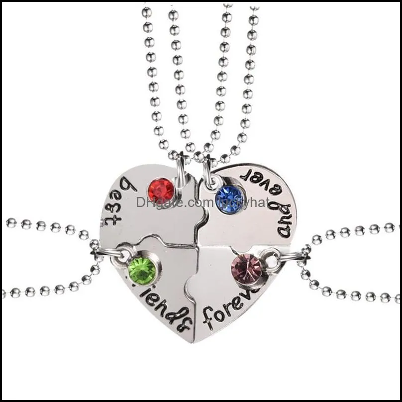 pendant necklaces broken heart friend stitching necklace 4pcs/set charm friendship giftpendant