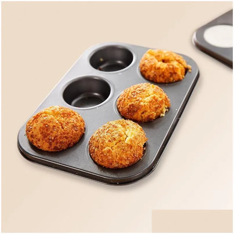 mini muffin 6 holes moulds set carbon steel round mold diy cupcake  fondant baking pan nonstick pudding steamed cake molds baking tool