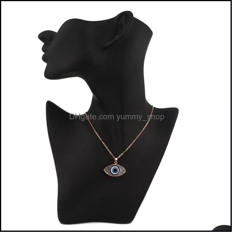 simple evil eye pendant necklace women resin handmade clavicel chains necklaces for female christmas imitation natural stone necklace