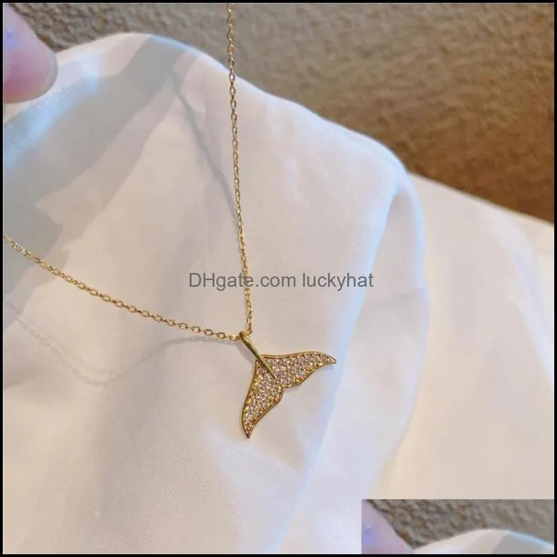 pendant necklaces creative simple mermaid tail zircon necklace for women couples korean fashion party jewelry make girl gift