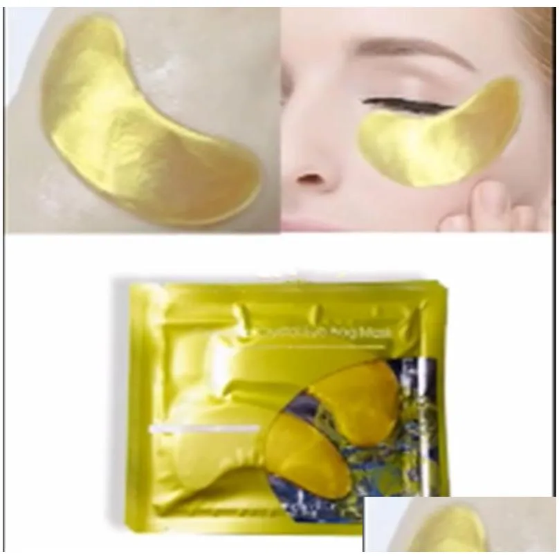 english version white/gold eye care pad moisturizing essence crystal collagen mask eye facial care beauty cosmetics