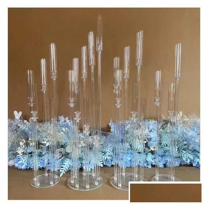 5pcs wedding decoration centerpiece candelabra clear candle holder acrylic candlesticks for weddings event party