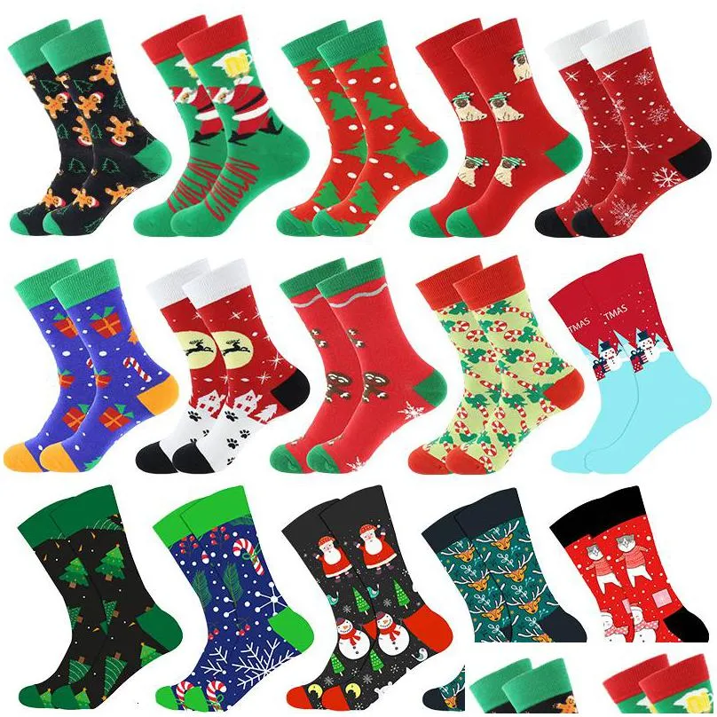 christmas tree snow elk gift cotton happy socks autumn winter christmas socks men funny year santa claus