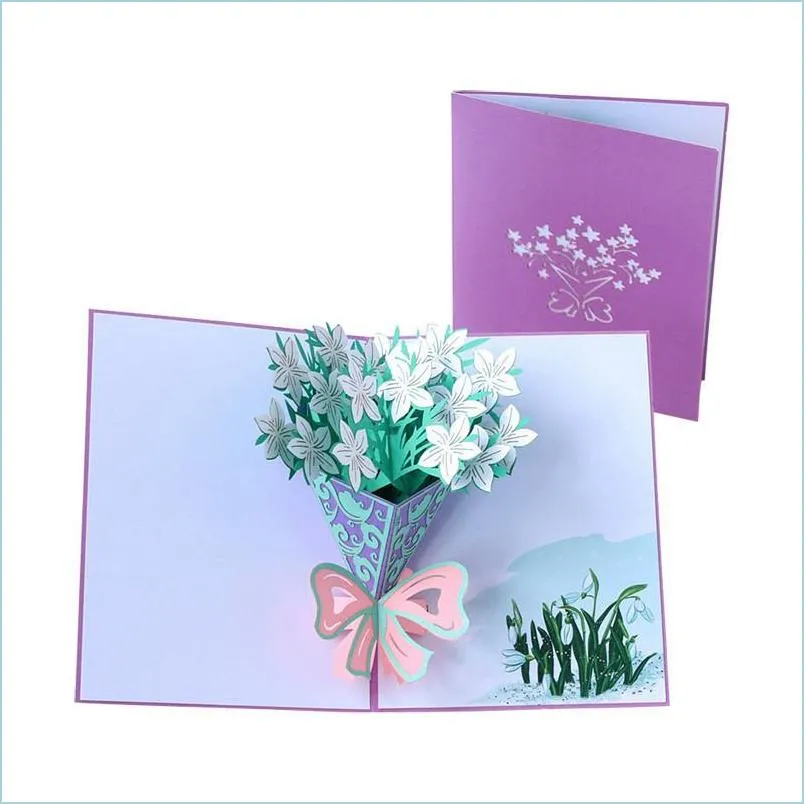 mothers day card 3d popup flowers birthday card anniversary gifts postcard mothers fathers day greeting cards