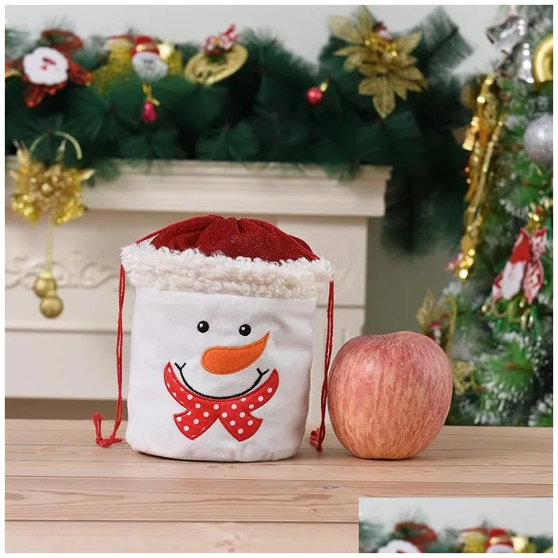  2022 christmas decorations sack xmas gift  bag snowman santa drawstring bag party supplies