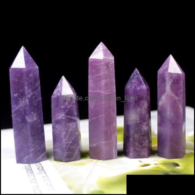 natural crystal amethyst mica quartz decorative crafts singlepointed sixsided jade handpolished ornaments healing wands reiki energy