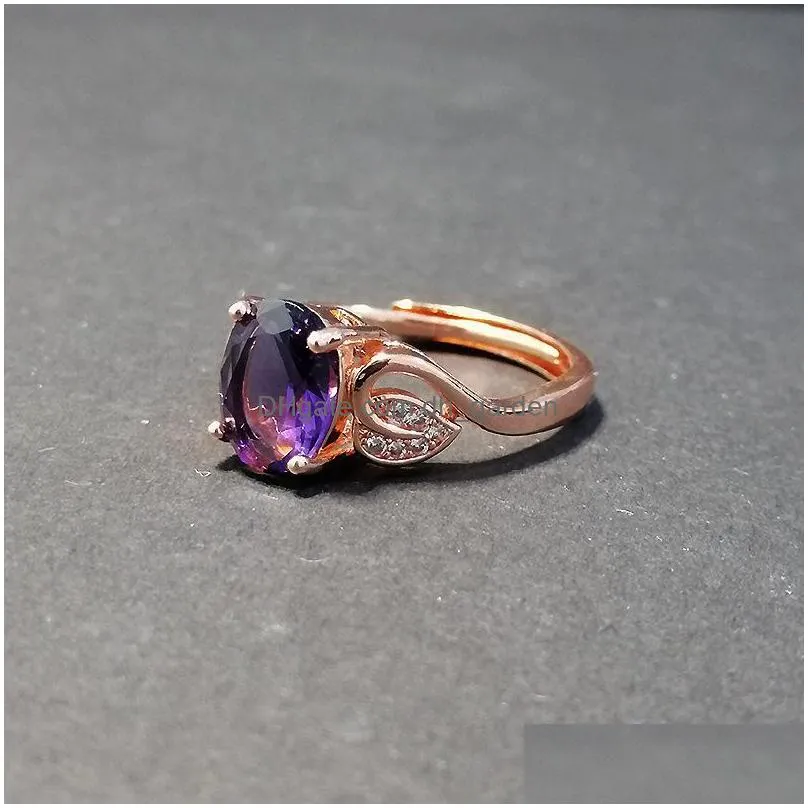cluster rings elegant ring for women 925 silver jewelry accessories with amethyst zircon gemstone open finger wedding party wholesale