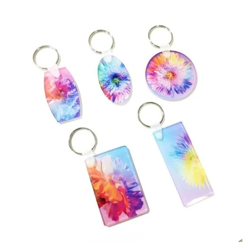 party favor acrylic sublimation blank keychain diy transparent crystal plate key ring gifts