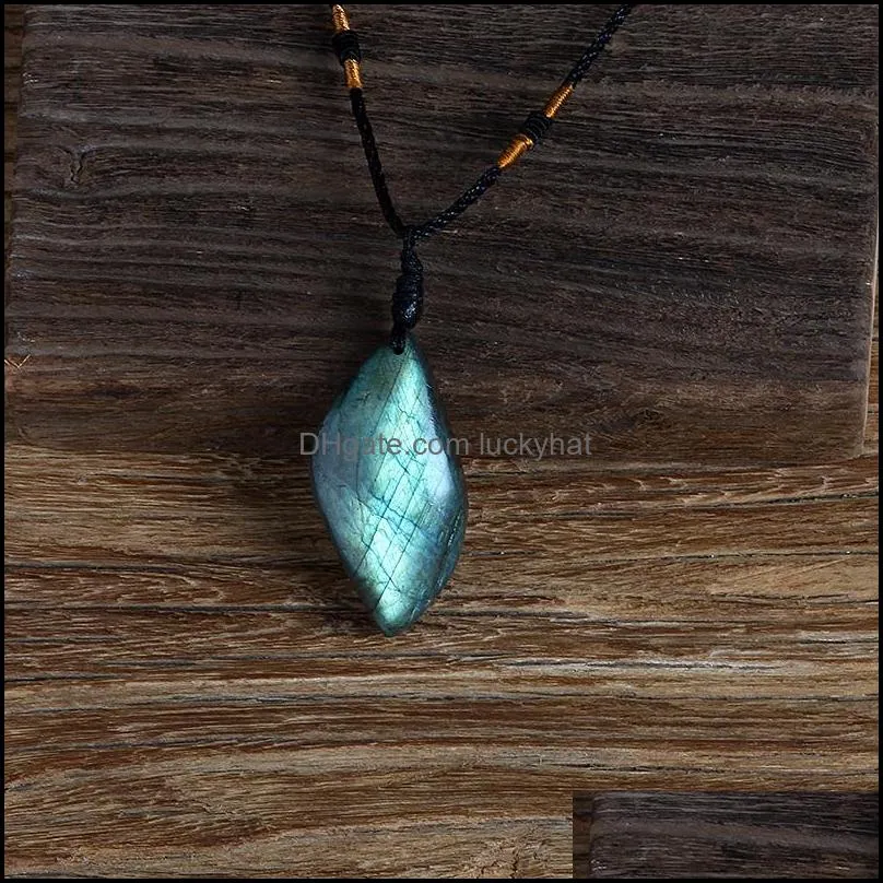 pendant necklaces natural labradorite energy necklace women men trendy moonstone glitter stone handmade healing prayer pendants 