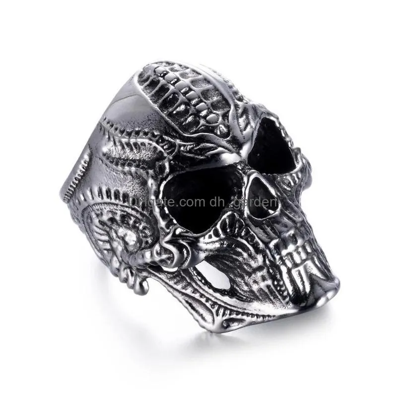 cluster rings vintage men punk rock skull stainless steel for christmas party gift finger ring accessories