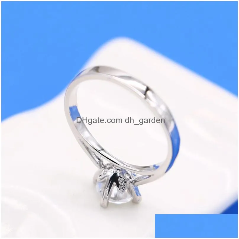 cluster rings modern fashion women ring trend white crystal four zircon engagement design for wedding jewelry gift