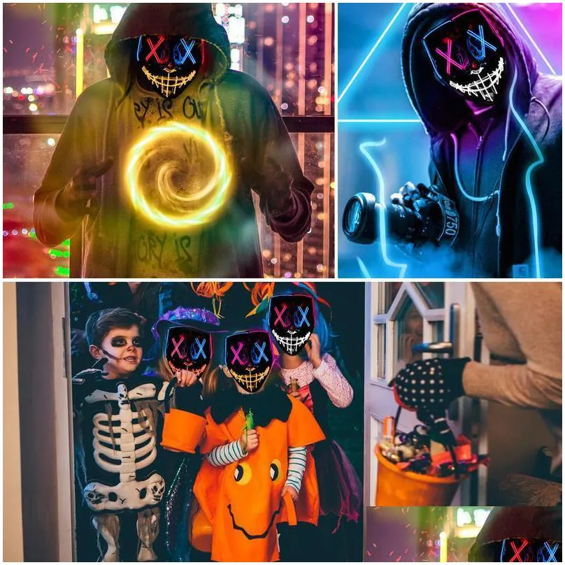 2023 festive party halloween mask led light up funny masks the purge election year festival cosplay costume supplies