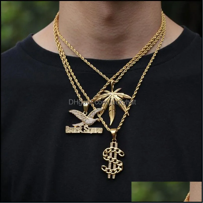 pendant necklaces hiphop stainless steel leaf maple vacuum plating color preserving mens necklacependant necklacespendant