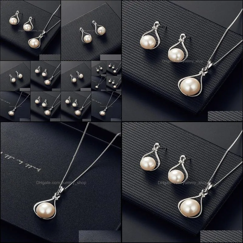 wedding jewelry set for women rhinestone butterfly imitation pearl jewelry set earrings necklace party jewelry sets