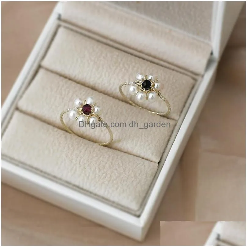 cluster rings ashiqi 34mm mini small freshwater pearl flowers real 925 sterling silver fashion jewelry for women gift