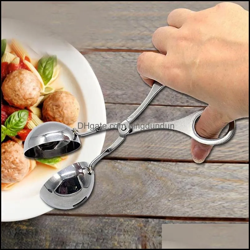 stainless steel meatball clip tongs professional sphere mold for ice cream or meat cooking utensils