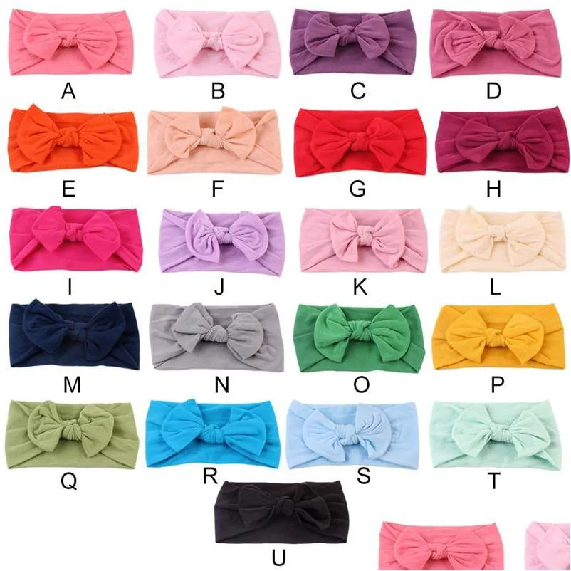 dhs baby headbands bohemia nylon super soft bowknot headband 21 colors for baby girls infant bow headwraps toddler