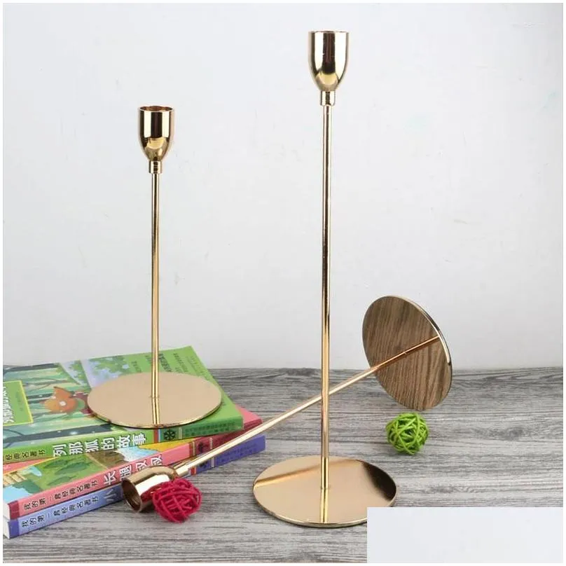 candle holders 3 pcs/ set candlestick european metal holder simple golden wedding decoration bar party table living room