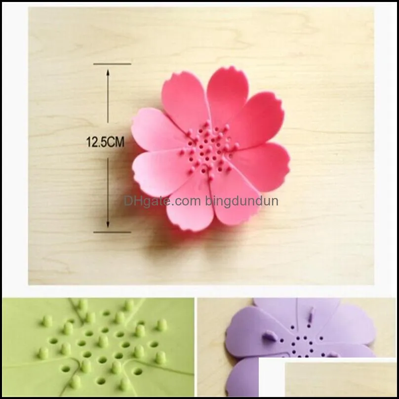 silicone soap dish 3d mini flower shape soaps holder non slip home bathroom articles multi color 2 3zb ckk