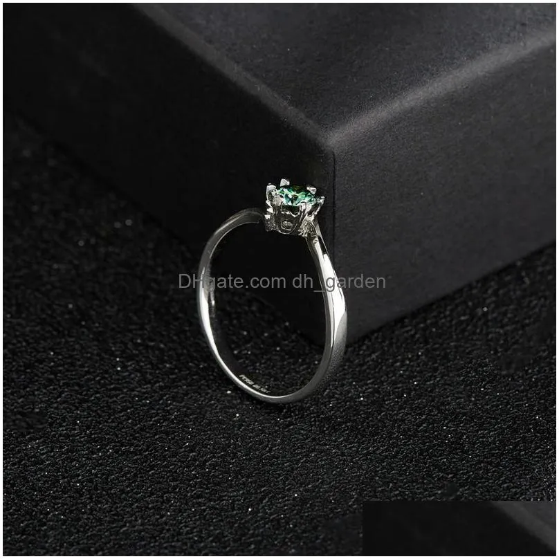 cluster rings boeycjr 925 silver snowflake 0.5ct/1ct/2ct green moissanite vvs1 engagement wedding ring for women