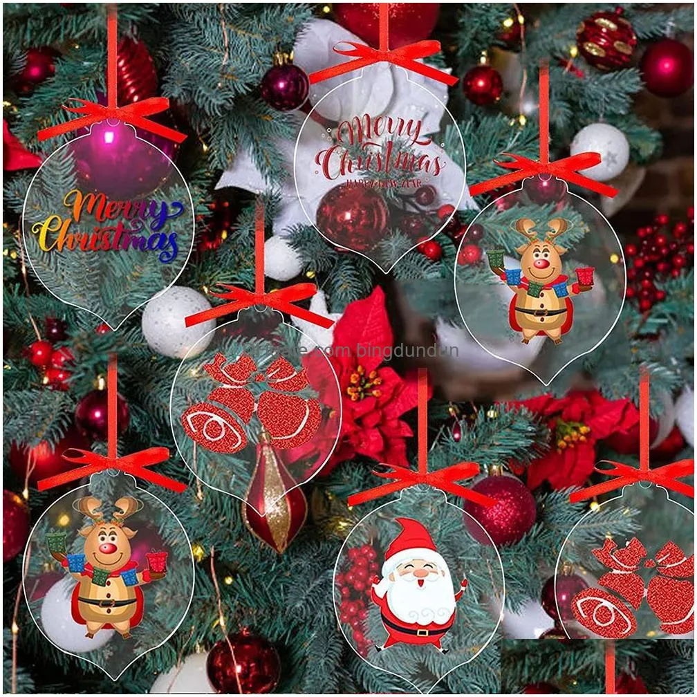 christmas tree sublimation blank heat transfer diy clear acrylic pendant decoration birthday party greeting room decoration