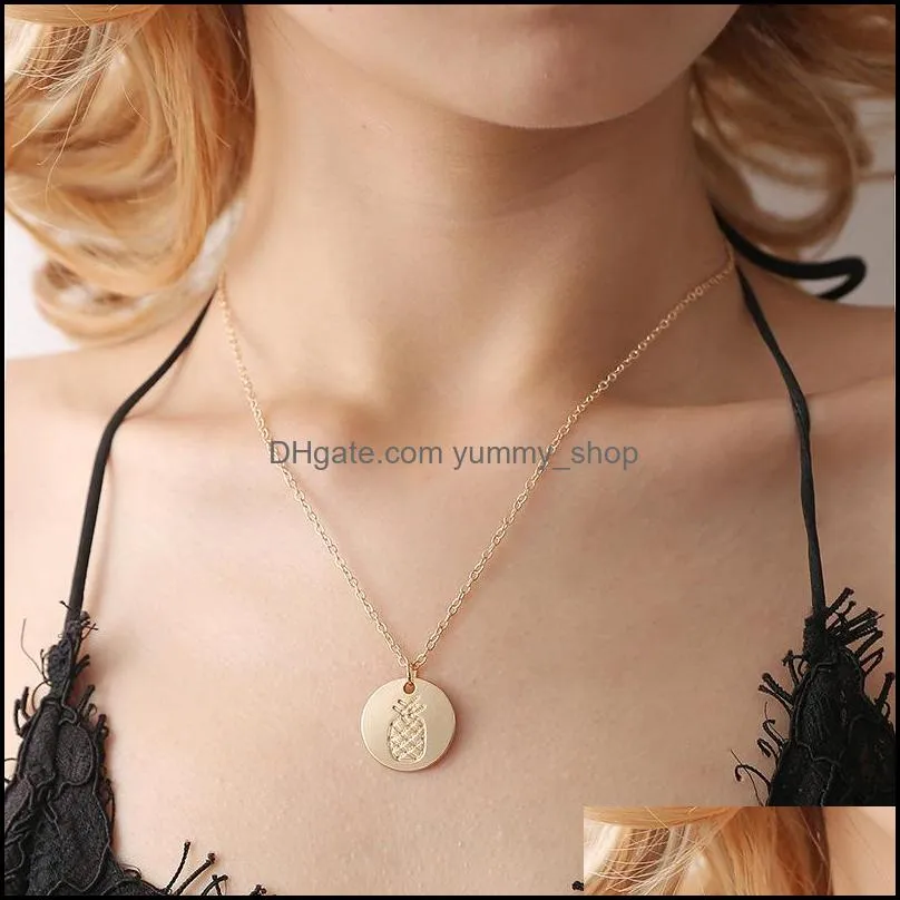 pretty gold necklace for women pineapple necklace peace plane pattern pendants necklaces alloy plating clavicle chain necklace