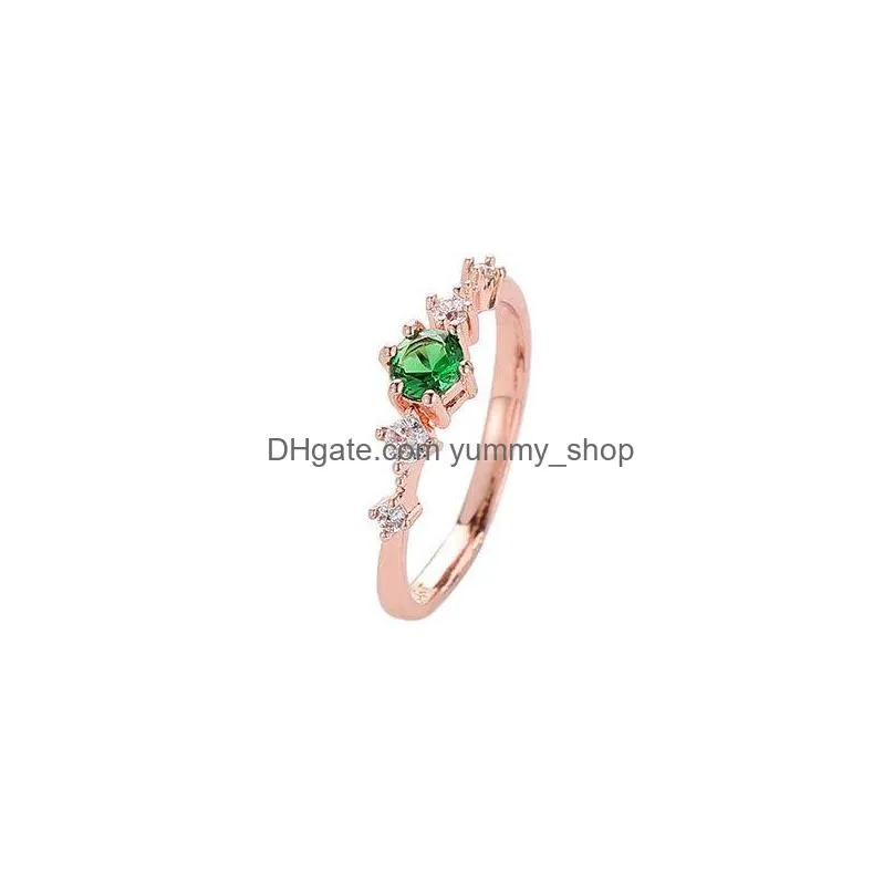 fashion jewelry womens simple diamond ring copper tail ring