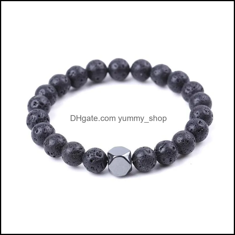 8mm lava stone hematite bead strand bracelet diy essential oil diffuser friend couples bracelets for women men jewelr yummyshop