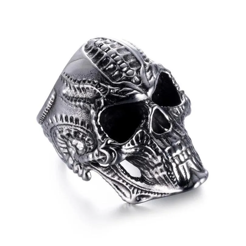 cluster rings vintage men punk rock skull stainless steel for christmas party gift finger ring accessories