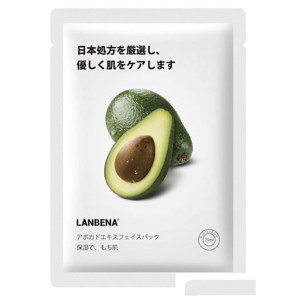 lanbena mask fruit facial mask plant skin care moisturizing oil control wrapped grape avocado honey bamboo tea grapefruit face sheet