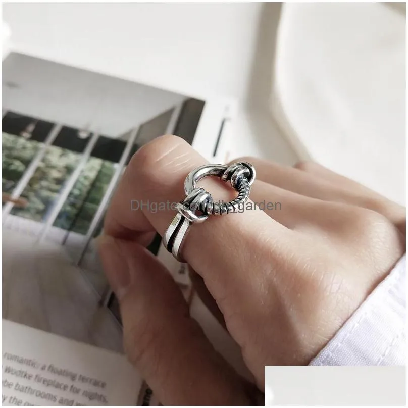 cluster rings louleur 925 sterling silver vintage weave line circle simple wild temperament female open fine jewelry