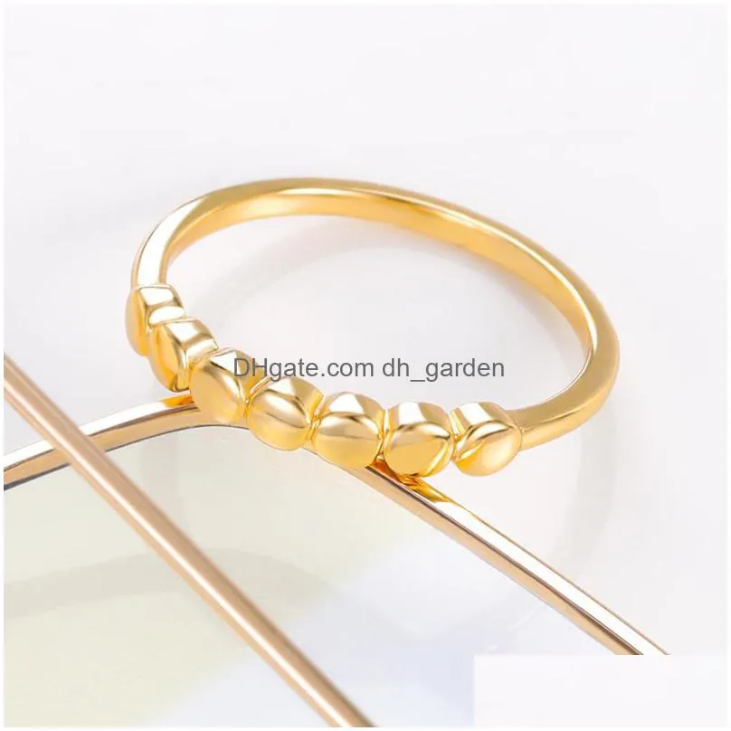 cluster rings fashion geometric round bead ring for women stainless steel irregular accessories exquisite jewelry drop wholesale