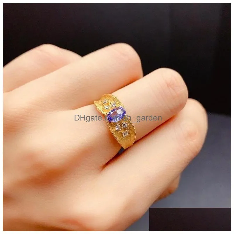 cluster rings kjjeaxcmy fine jewelry 925 sterling silver inlaid natural tanzanite womens exquisite and adjustable gem ring support de